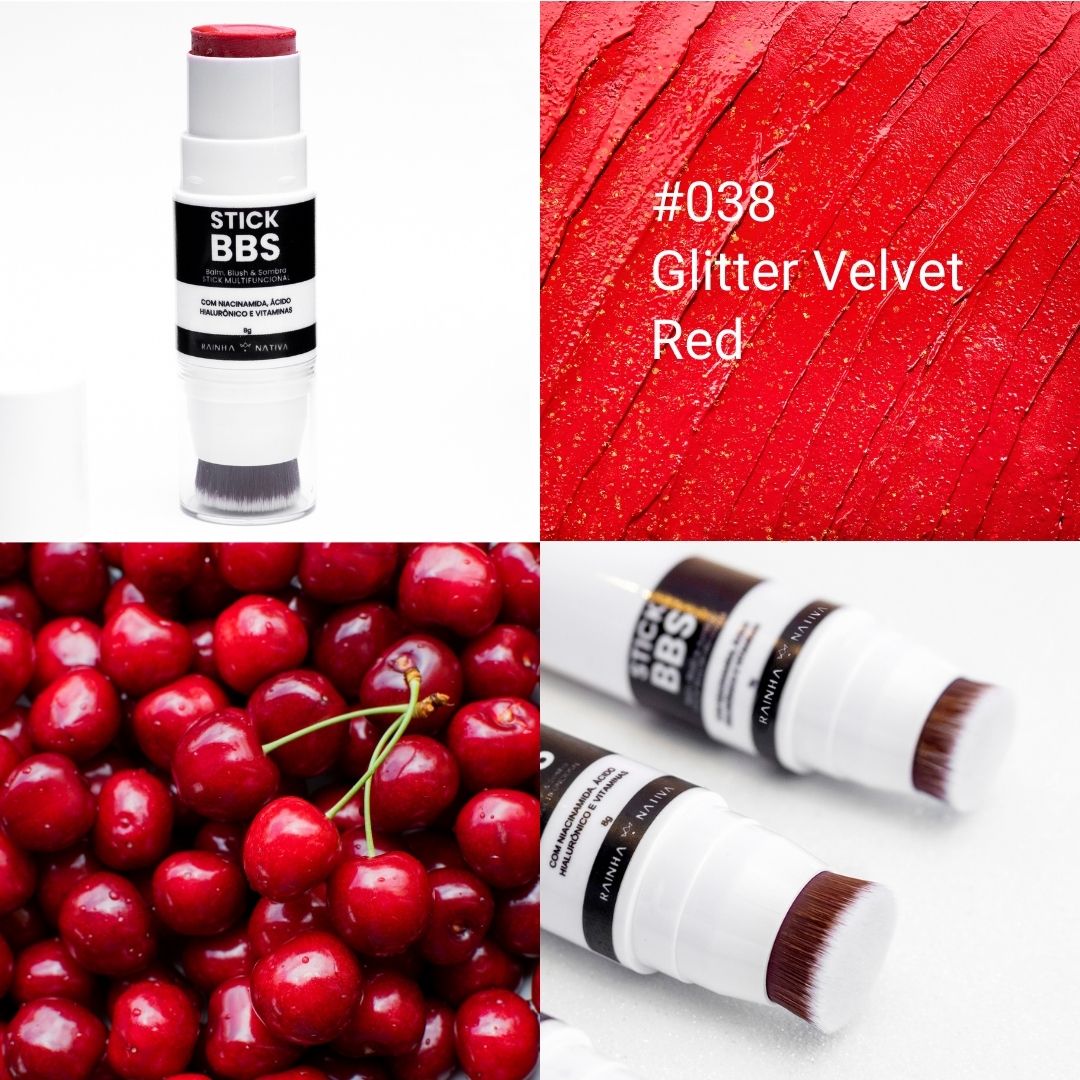 Kit BBS Velvet Red + Gloss Pump Brown + Led Lip Gloss Espelho Led Integrado Cor 03