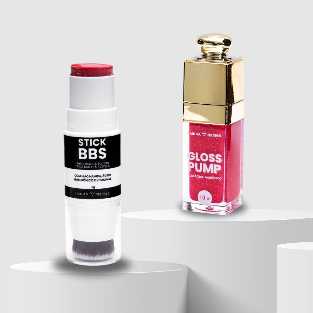 KIT Stick BBS Cherry Brilho + Gloss Pump Cor Rosê Intense