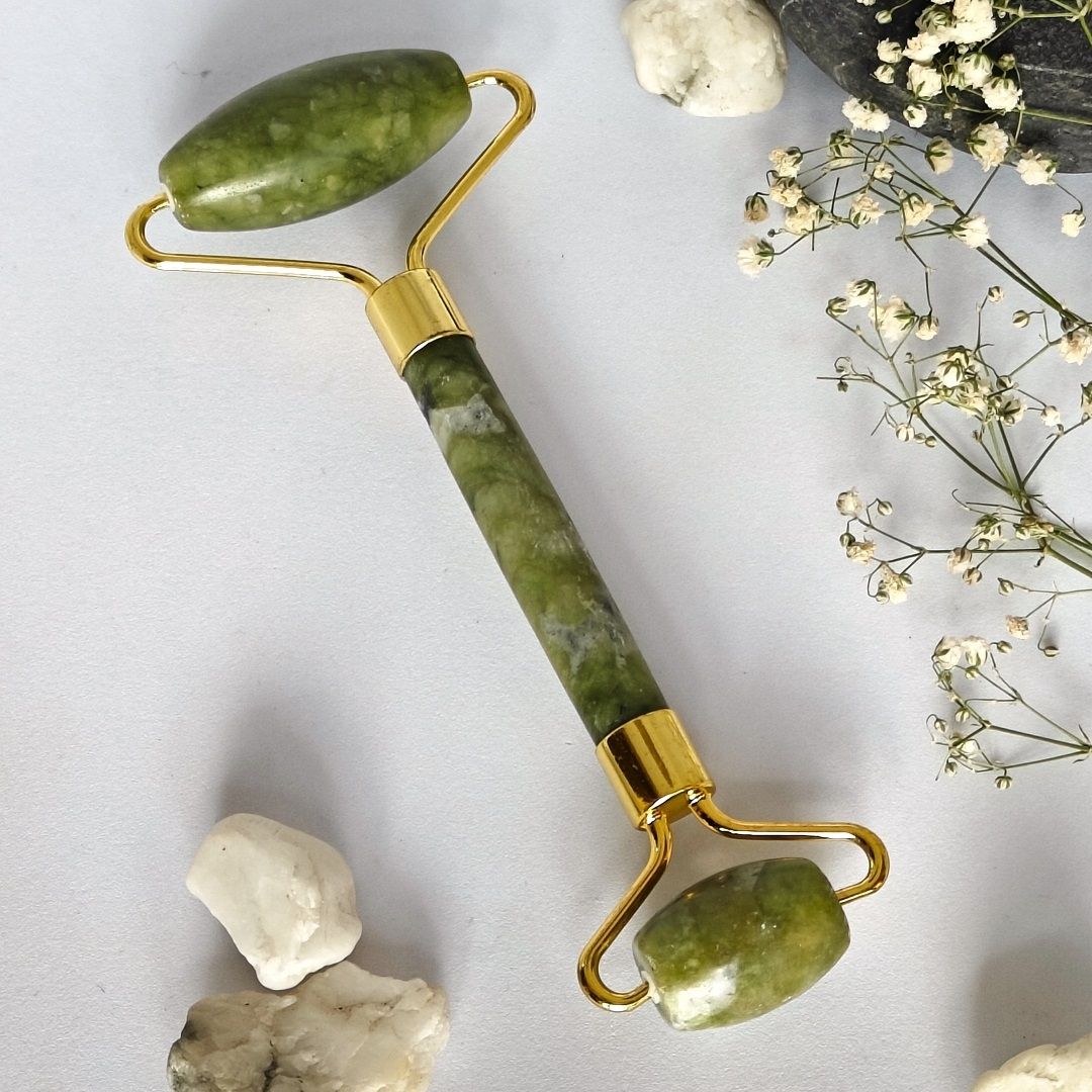 Rolo Pedra de Jade Massagem Facial Anti Ruga