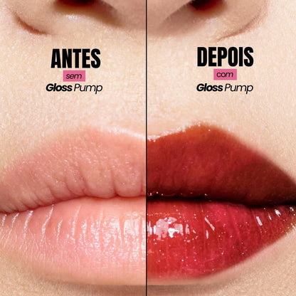 Gloss Pump Aumento Volume Brown + Lip Gloss Espelho Led Integrado Cor 