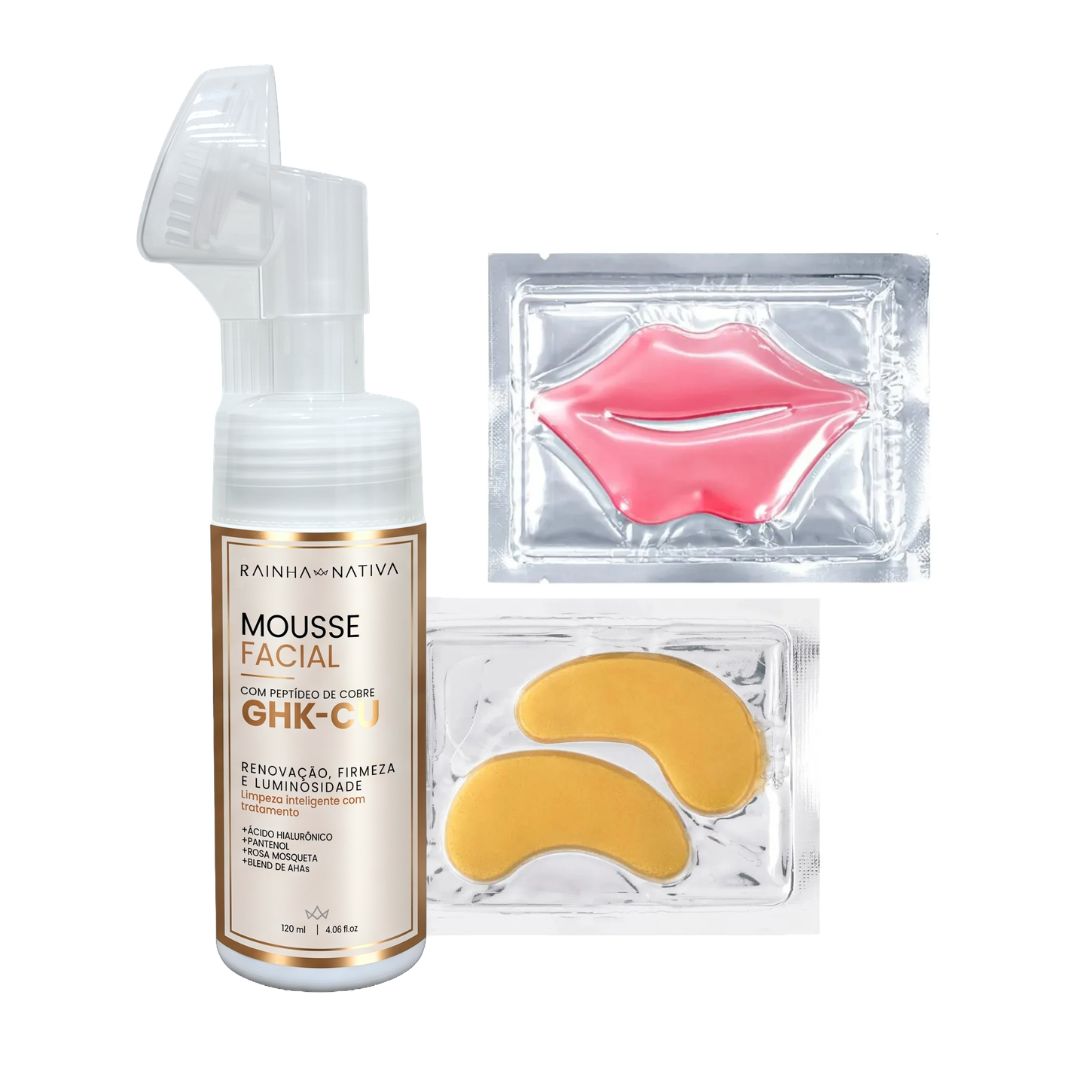 KIT Máscara Labial + Máscara Gold de Olheiras + Mousse Facial