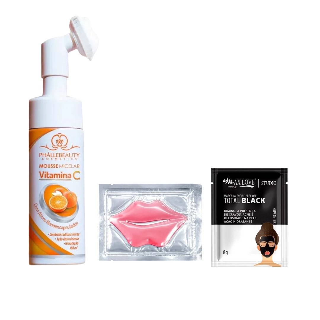 KIT Mousse Facial + Máscara de Skincare + Máscara labial