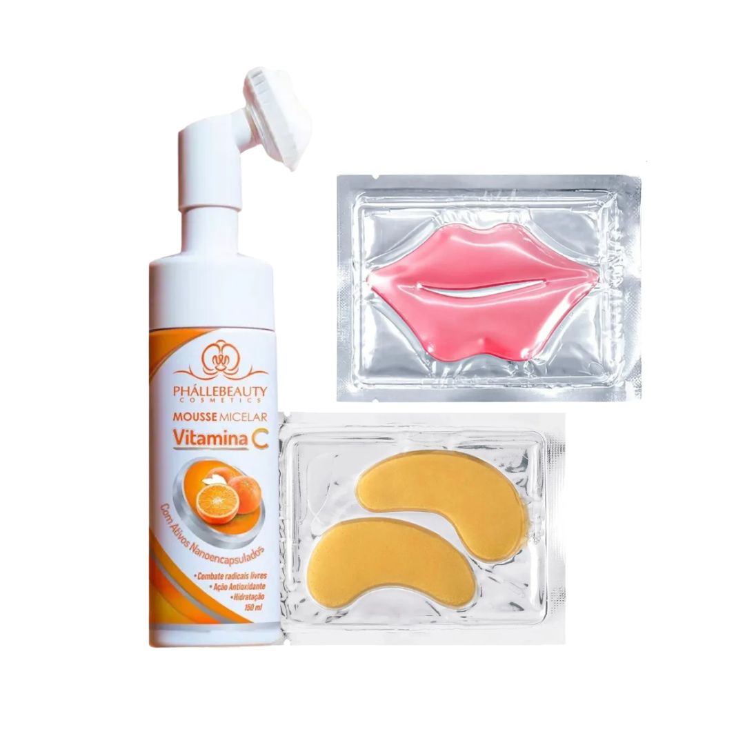 KIT Máscara Labial + Máscara Gold de Olheiras + Mousse Facial