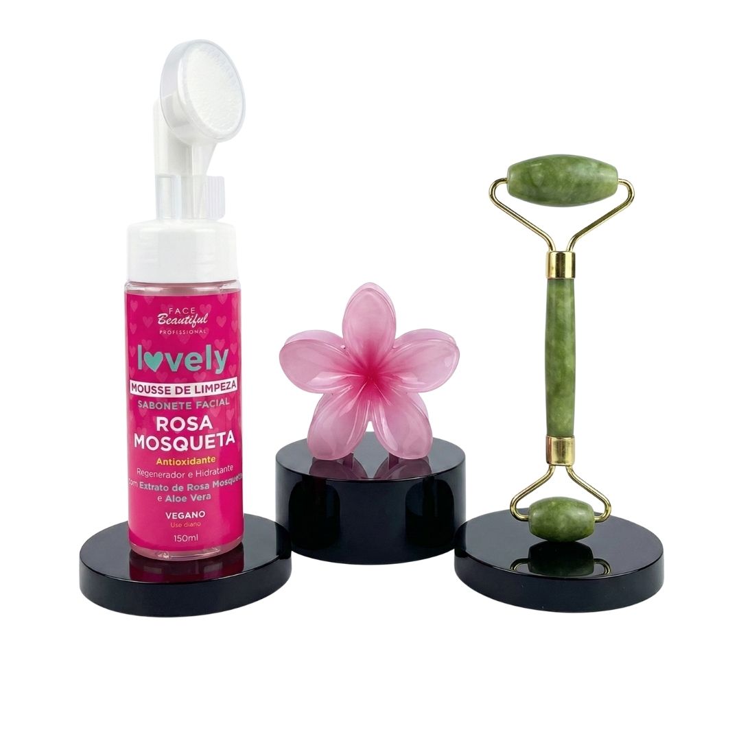 KIT Mousse Facial + Presilha + Roller Facial