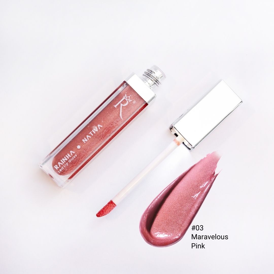 Gloss Pump Aumento Volume Brown + Lip Gloss Espelho Led Integrado Cor 