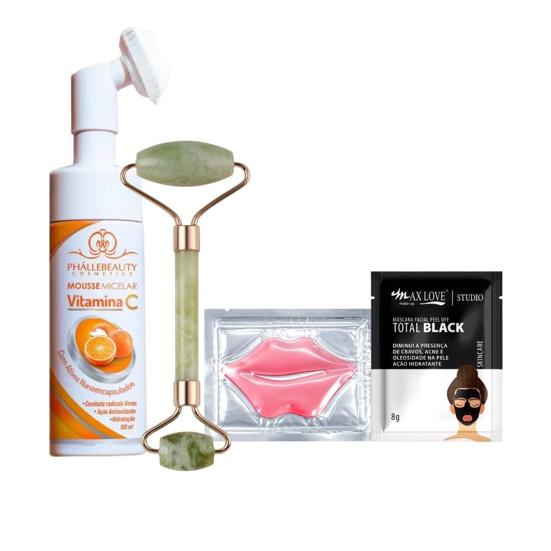 KIT Mousse facial + Máscara de Skincare + Máscara labial + Roller