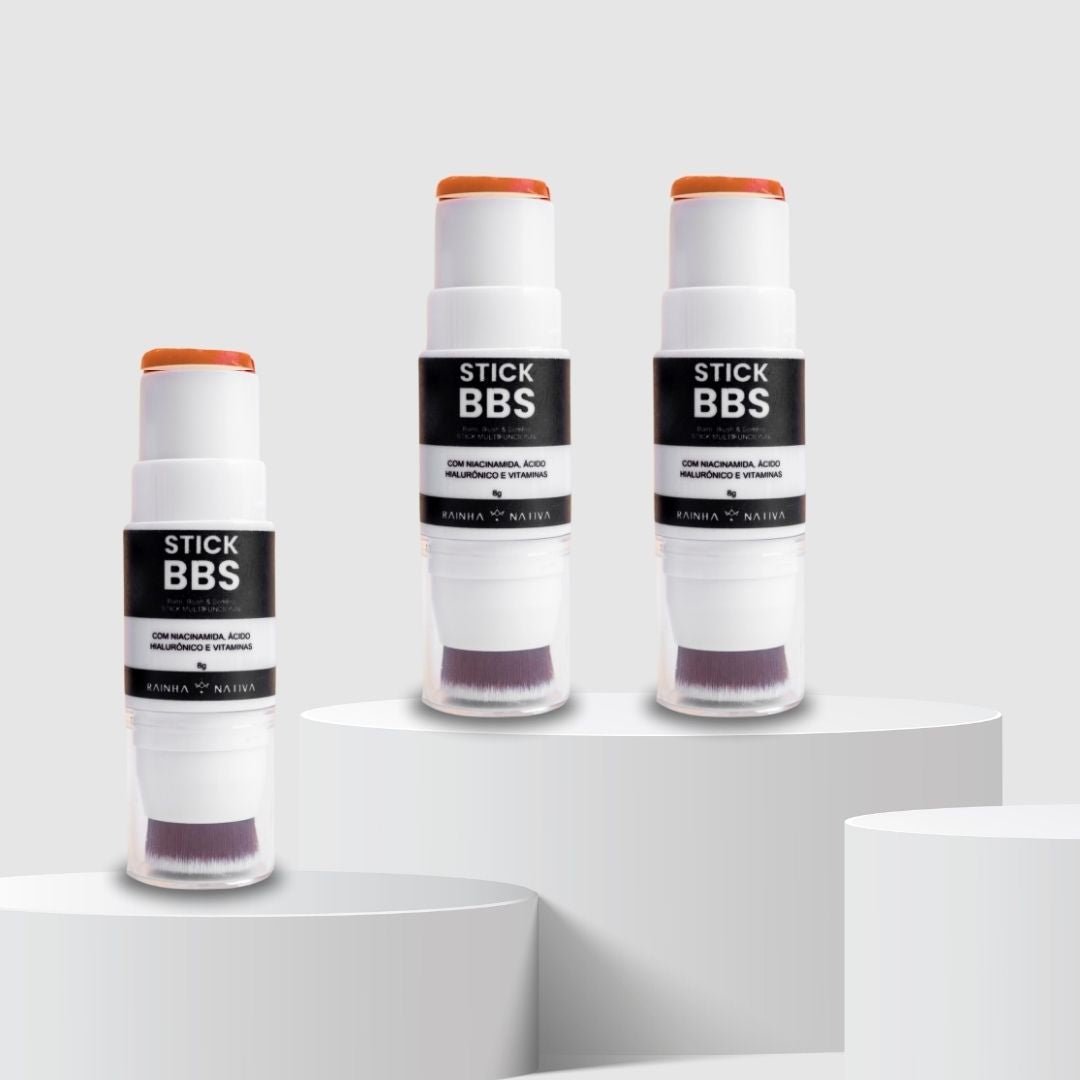 Kit 3 - Stick BBS Blush, Batom &amp; Sombra Stick Multifuncional