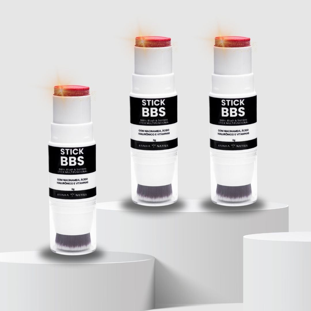 Kit 3 - Stick BBS Blush, Batom &amp; Sombra Stick Multifuncional